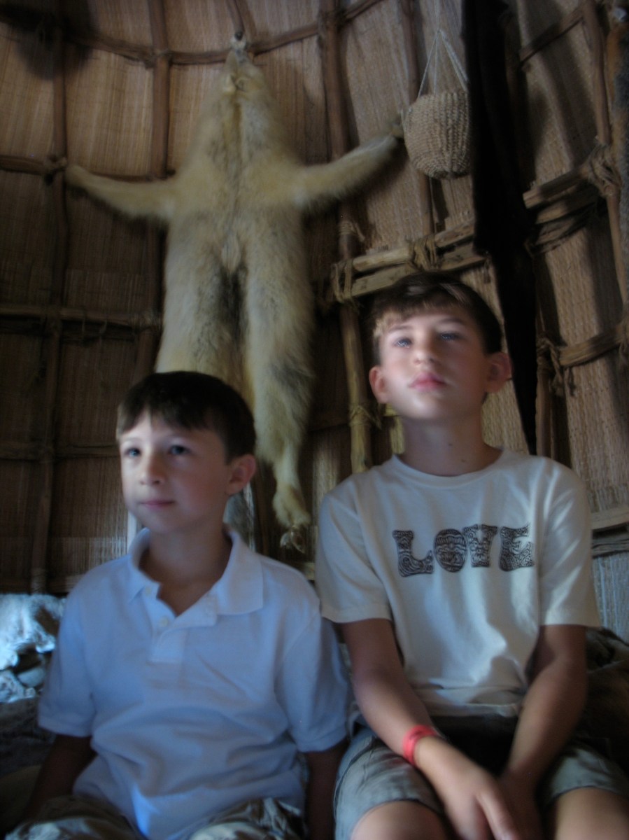 Our two oldest sons soak up everything Powhatan while at Jamestown.