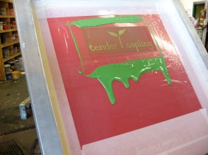 IMG_3054 Screen Printing Tender Sapling Logo on Organic Cotton Shirts