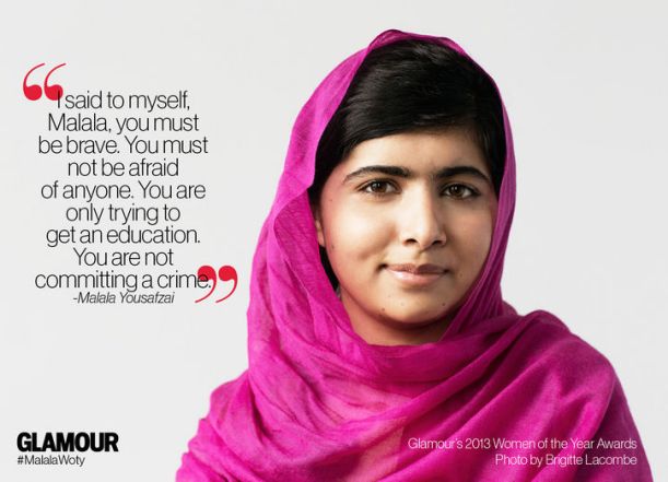 Malala Yousafzai, in pink, received a Glamour 2013 Women of the Year Award. 