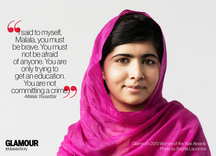 Malala Yousafzai, in pink, received a Glamour 2013 Women of the Year Award. 